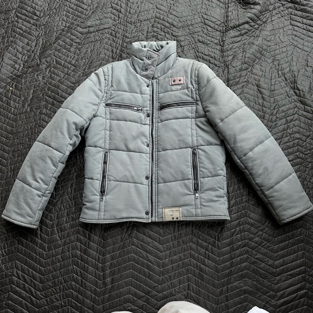 G Star Men’s small Gray green Puffer heavyweight canvas Jacket military